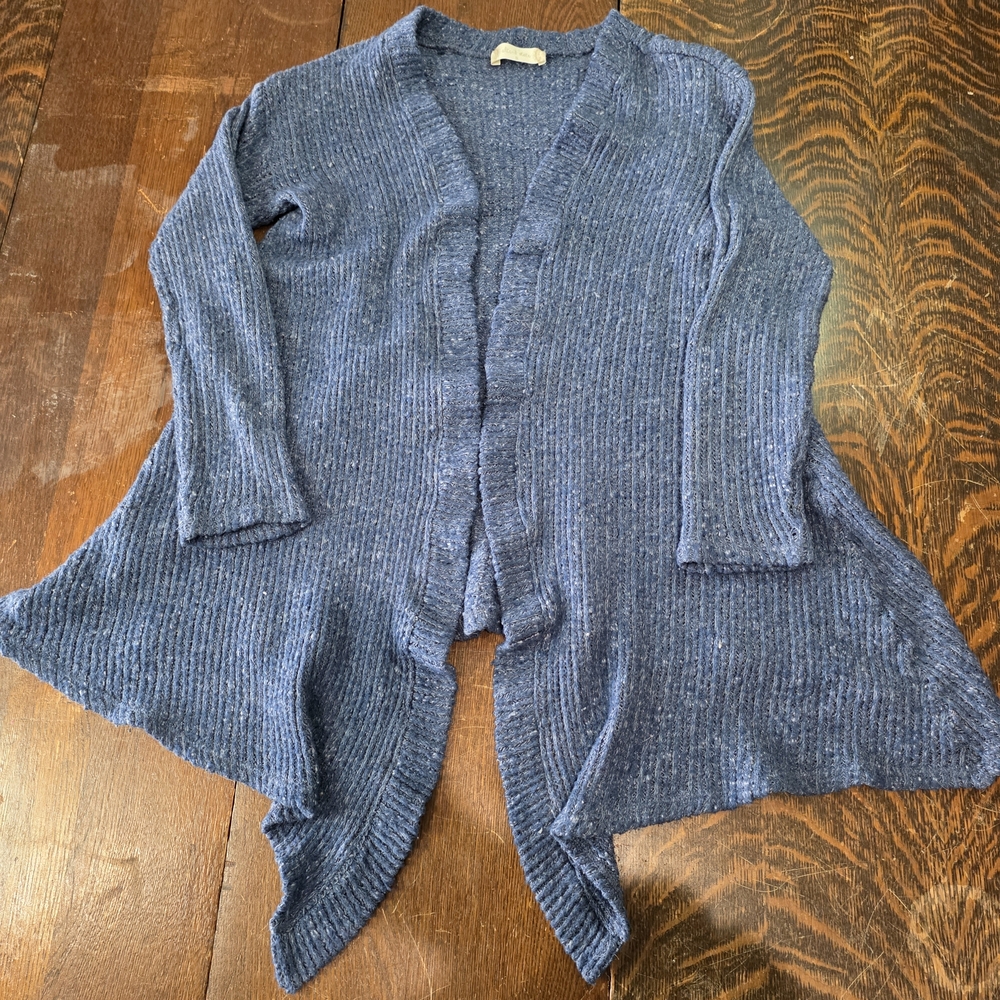 Altar'd State blue‎ open-front draped asymmetric hemline cardigan